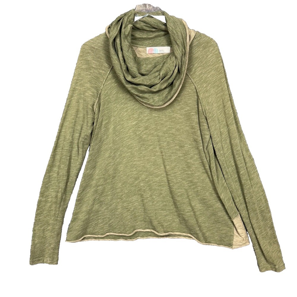 Free People Beach Shirt Womens One Size Green Two Body Corps Deux‎ Funnel Neck